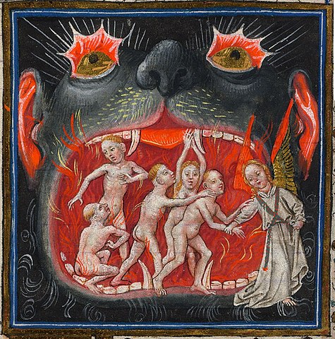 Medieval manuscript painting of a hellmouth.